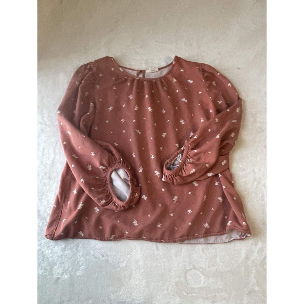 Ana M 100% Rayon Top White Floral Coral Half Sleeves Button Blouse Loose Fit